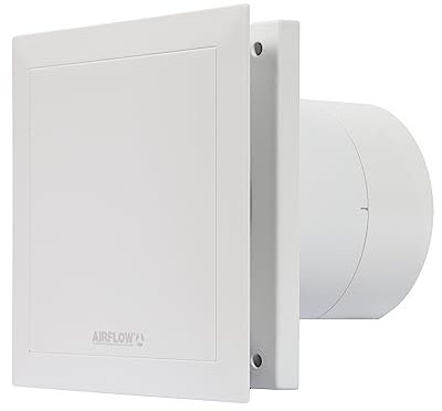 Airflow QT120B Extractor Baño Básico, 120 mm, Fabricado en Alemania, 2 Velocidades, 32 dB(A), 10/13 W, Hasta 47 l/s, QuietMark, Garantía 3 Años