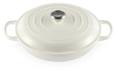 Le Creuset Signature Braiser rond en fonte émaillée 3-1/2-litre 3.5 Quart blanc