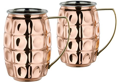 2PLY Solid Copper/Stainless Steel Grenada Beer Steins, 25 Oz., Set of 2