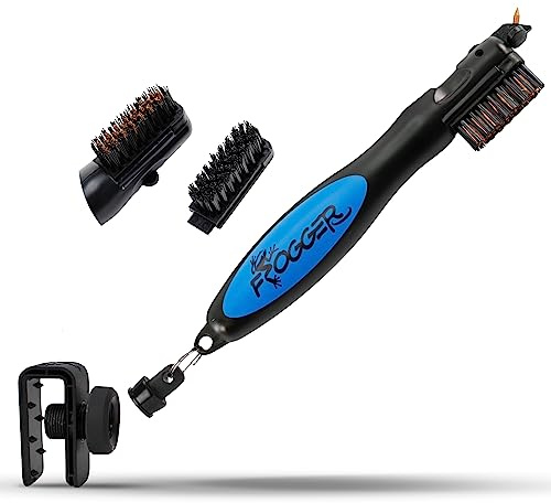 Frogger BrushPro Latch-It Golf Club Cleaner, Ergonomic Grip and Latch-it Magnet, Blue - Professional Golf Club Brush and Groove Cleaner for Golfers