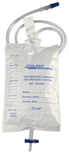 Urinbeutel Urindrainagebeutel Tiga-Gold 2 Menge: 10Stück geschlossenes System Bettbeutel Schlauch 110cm Sekretbeutel