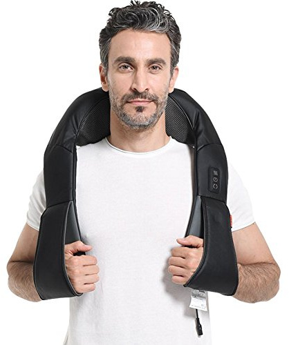 GESS KRAGEN Massagegerät Rücken, Schulter und Nacken, Shiatsu Massage mit Wärmefunktion, 3D-Rotation Massager, Schmerztherapie und Entspannung Zuhause