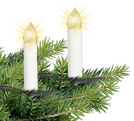 Gartenpirat Baum-Lichterkette 14,5 m mit 30 LED-Kerzen warmweiß Timer Weihnachtsbeleuchtung für Innen & Außen