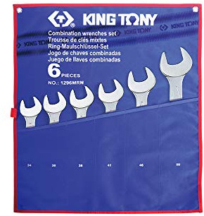 KING TONY 1296Mrn Jeu de 6 clés mixtes Jumbo Type avec pochette Tetoron 34 mm - 50 mm