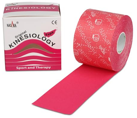 Nasara Original Kinesiologie Physio Tape für Sport und Medizin, Rollengröße 5cm x 5m, Pink