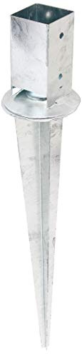 Alberts 208103 Einschlag-Bodenhülse | für Vierkantholzpfosten, mit verstellbarem Topf | feuerverzinkt | 71 x 71 mm | Gesamtlänge 750 mm