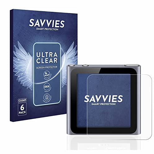 savvies Protection Ecran pour Apple iPod nano 2011 (6ème Gen.) (6 Pièces) - Film Protection Ultra Clair