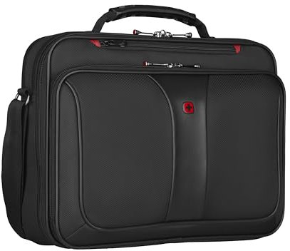 WENGER Legacy 16 Laptop-Tasche zum Umhängen, Notebook bis 16 Zoll, Aktentasche, Organizer, 15 l, Damen Herren, Büro Business-Reisen Uni, Schwarz, 600647