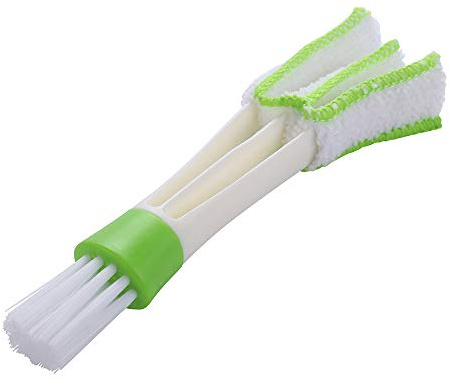 Mini Duster, Double Ended MicroFiber Vent Duster & Brush, For Computer Keyboards, Fans, Air Conditions, Car Air Outlets, Quick Clean, Removable Cloth Cover, Portable & Precision Dusting Tool