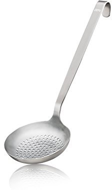 GEFU Schaumlöffel BASELINE 32 cm | Hochgezogener Rand für Klöße & Ravioli | Aufhängeöse & Edelstahl, spülmaschinengeeignet