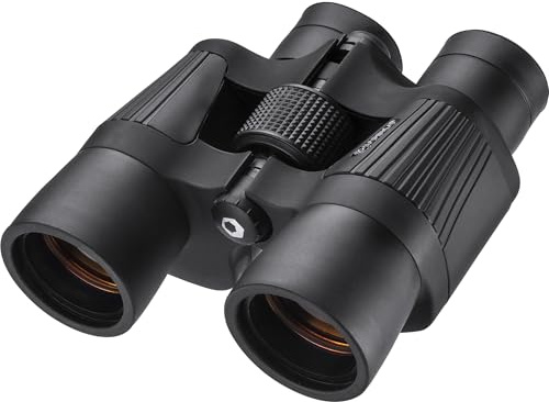 Barska X Trail Reverse Porro 8 x 42 kikare – svart Porro Prisma kikare variation förstoringar belagd optik vidvinkel stora objektiv linser gummi pansarning halkskydd grepp bärväska halsrem