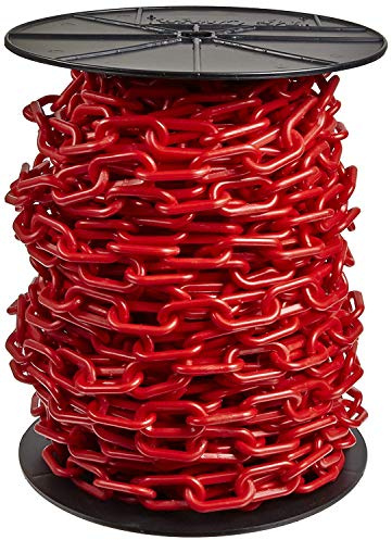 Mr. Chain Plastic Barrier Chain Reel, Red, 1.5-Inch Link Diameter, 200-Foot Length (30105)