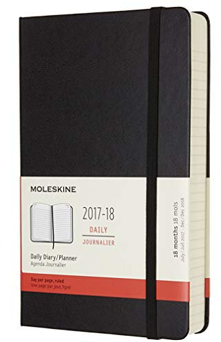 Moleskine Tageskalender, Taschenkalender, 18 Monate, 2017/2018, Large, A5, Hard Cover, Schwarz: 1 Tag = 1 Seite (Klassischer Kalender)