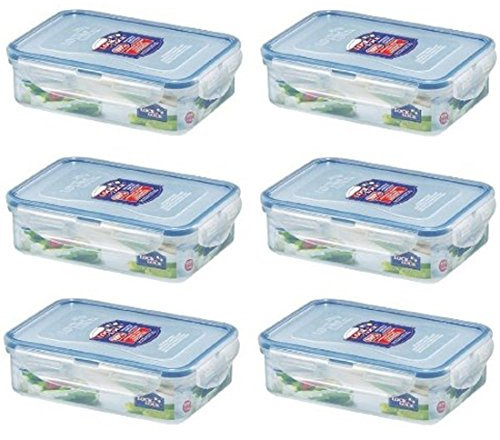 6 X Lock & Lock Food Storage 550ml Rectangular Box HPL815