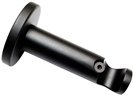 GARDINIA Träger mit Metallmontageplatte für Gardinenstangen Ø 16 mm, 1-läufig, Offen, Serie Memphis, Metall, Schwarz-Matt, Länge 7,5 cm | Mit Metallmontageplatte, Offen, Serie Memphis, Metall, Länge 7,5 cm, Leichte Montage, Beidseitige Montage möglich