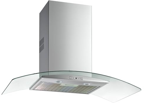 TEKA Campana Extractora Decorativa 70 cm Cristal con Motor EcoPower, 4 Velocidades, Máx. 807 m3/h, Mandos Electrónicos Retroiluminados, 2 Lámparas LED, NC 785