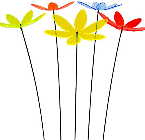 SUNPLAY Sonnenfänger Lotusblume im FARBMIX, 5 Stück zu je 20 cm Durchmesser im Set + 70 cm Schwingstäbe