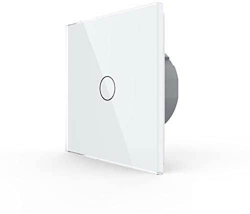 Luxus-Time Livolo einfacher Touch Lichtschalter Wandschalter EIN/Aus Schalter für Unterputz mit Glasblende aus Kristallglas in weiß