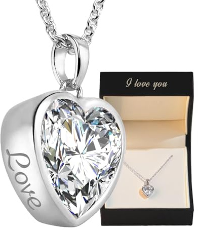 Herz-Kette Silber 925 Kette Zirkonia Stein Damen +GRATIS Etui mit I Love You Gravur Geschenk-Idee Echt-Silber Herz-Anhänger Halskette Liebe Silberkette Frau Frauen Freundin klein FF71SS925ZIFA45-2