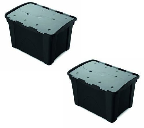 Kreher Set: 2 multifunktionale Aufbewahrungsboxen 'Unbreakable' mit 60 Liter Volumen und einem Faltdeckel, extrem robust und stapelbar - für Ordnung an jedem Ort