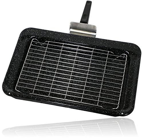 spares2go emailierten Grillpfanne Kit für Falcon Ofen Herd (445 x 276 x 34 mm)