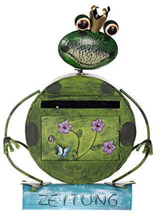 Pregiata cassetta portalettere, motivo rana, animale, na13 a332 bemalt. molto bello decorazione in metallo lavorato a mano, con tubo di giornale,