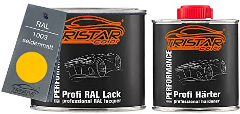 TRISTARcolor RAL 1003 Signalgelb seidenmatt 2K Autolack 0,75 Liter / 750 ml Dose inkl. Härter
