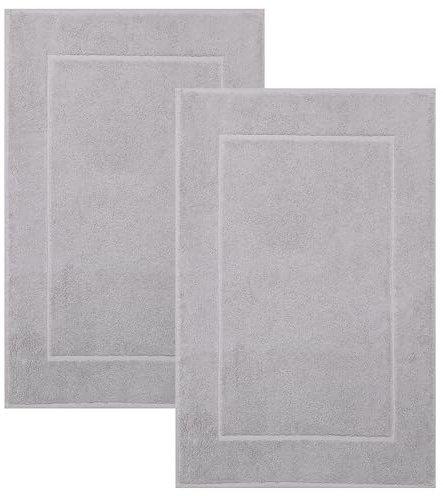 Betz Badvorleger Premium 50x70 cm 2er Set – Badematten aus 100% Baumwolle, ca. 650 g/m², Oeko-TEX® Standard 100, saugstark & weich Farbe Silber