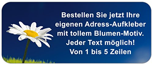 Adress-Etiketten - Adress-Aufkleber Blume mit Ihrem Wunschtext, 160 Stück, ca. 56 x 23 mm, für 1 bis 5 Zeilen Text