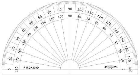Graphoplex GX209D - Transportador de ángulos (semicircunferencia), transparente