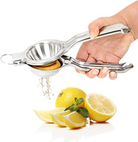 GOURMEO Zitronenpresse aus Edelstahl - strapazierfähige Zitruspresse Handpresse - spülmaschinenfeste manuelle Limettenpresse - Zitruspresse manuell - Lemon Squeezer