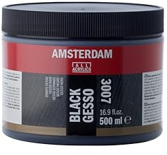 Amsterdam Primer - Schwarz Gesso 3007 Jar 500 ml - Hervorragende Haftung für Acryl- & Ölfarben - Mattes Finish - Vielseitige Grundierung für Oberflächen