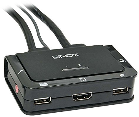 LINDY 42340 - HDMI KVM Switch Compact USB 2.0 Audio 2 Port, schwarz