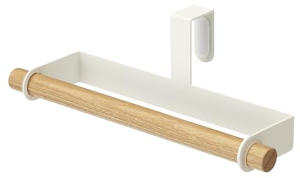 Yamazaki 7818 Tosca Towel Hanger S, White, Steel/Wood, 19 x 7.5 x 6 cm