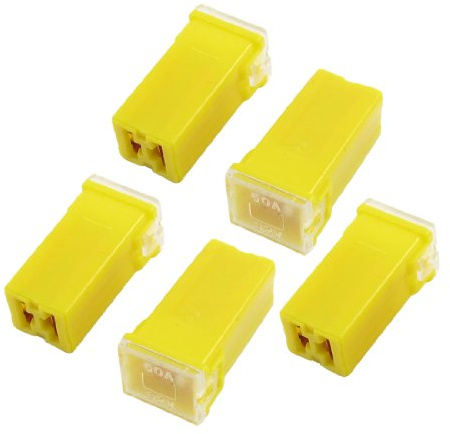 sourcing map Yellow 60A 32V J Case Female Blade PAL Fuse 5 Pcs