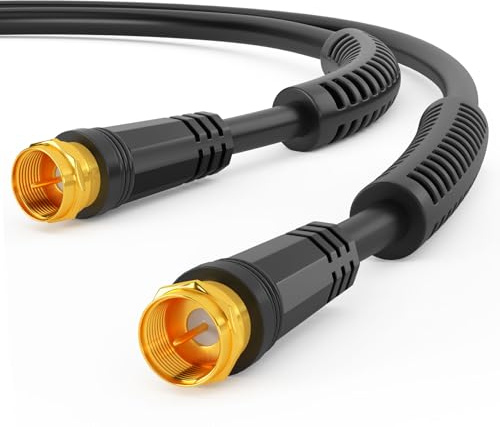 HB-DIGITAL SAT TV Antennenkabel 7,5m – Koaxialkabel 4-fach für HDTV, 4K & 8K – DVB-S/DVB-S2 / Radio DAB – mit Mantelstromfilter – Vergoldete Metallstecker – Schwarz