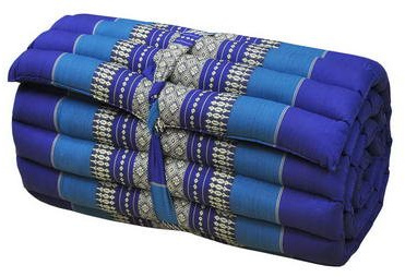 Kapok Thaikissen, Yogakissen, Massagekissen, Kopfkissen, Tantrakissen, Sitzkissen - Blau (Rollmatte schmal - 55x5x180)