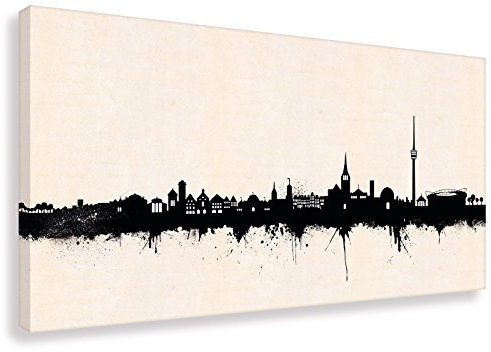 Kunstbruder Wandbild - Stuttgart Skyline SW (div. Größen) - Leinwanddruck auf Keilrahmen Panorama Streetart Like Banksy Bürobild 50x100cm