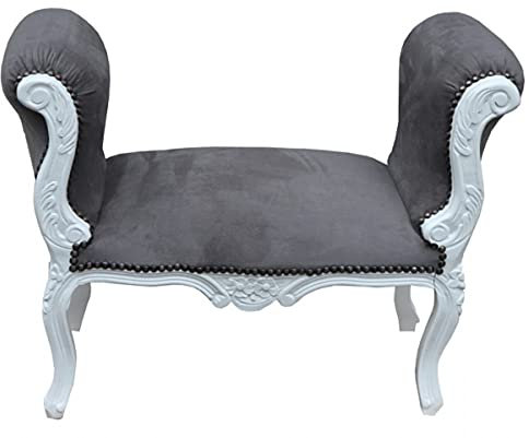 Casa Padrino Barock Schemel Hocker Grau/Weiß - Sitzbank - Antik Stil