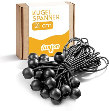 fuxton 25 Spanngummis mit Kugel, schwarz 21 cm für Zelte, Plakate, Schnellspanner, Expanderschlingen, Planenhalter, Planengummi, Zeltgummis