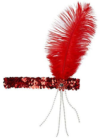Boland – Hårband, flapper, 20-talstillbehör med fjäder och paljetter, brosch, karneval, temafest, temafest