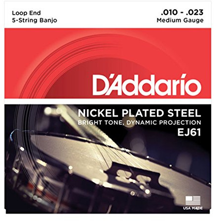 D'Addario J61 Nickel-Plated Steel Medium (.010-.023) 5-String Banjo Strings