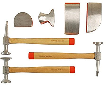 KS Tools Karosserie Schlitzung Werkzeug Set, für KS Tools 140.2475 Aluminium-Karosserie-Ausbeul-Satz Mit Stabilem Orangenen Transportkoffer 7-tlg.