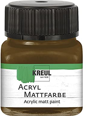 KREUL 75209 - Acryl Mattfarbe, dunkelbraun im 20 ml Glas, cremig deckende, schnelltrocknende Farbe auf Wasserbasis, für viele verschiedene Untergründe geeignet