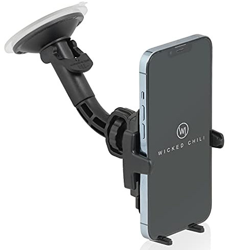 Wicked Chili Auto Halterung kompatibel mit iPhone 17, 16, 15, 14, 13, 12 (Pro, Mini) SE Universal KFZ Handy Autohalterung mit Sauger und Kugelgelenk (Geräte bis 74mm Breite, Made in Germany)