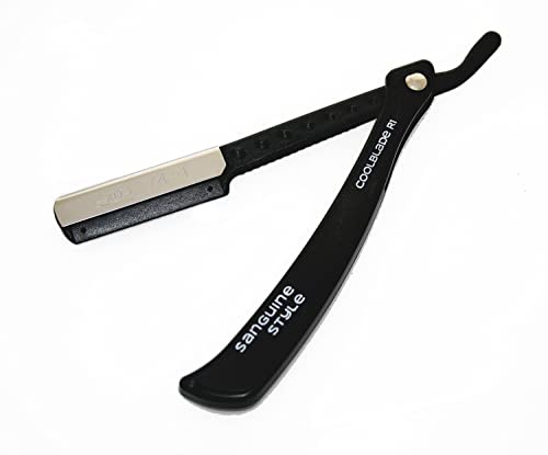 Shaving Razor, Cut Throat Razor + Wilkinson Blades + Sanguine Pouch (CoolBlade R1 Black)