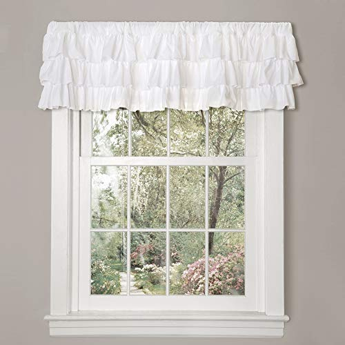 Lush Decor Belle Valance - Tenda singola in stile vintage chic, 213,4 x 45,7 cm, colore: Bianco