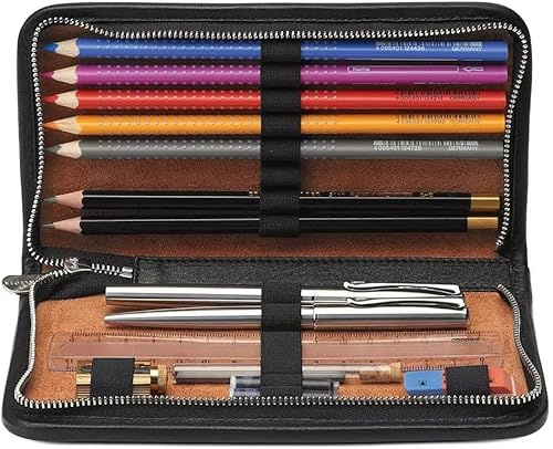 SONNENLEDER - hochwertiges Schreibetui NOVALIS Farbe: Schwarz *Echtes Leder*