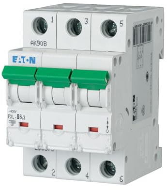 Eaton PXL Miniaturüberlastschalter Typ B, Pol 3-polig 6A 400V ac, Abschaltvermögen 10 kA xPole 48 V dc