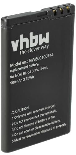 vhbw Akku kompatibel mit Nokia N900 | X1-00, 5800 XpressMusic, X1-01, X6-00, C3-00, X6-00 16GB Handy Smartphone Telefon (900 mAh, 3,7 V, Li-Ion)
